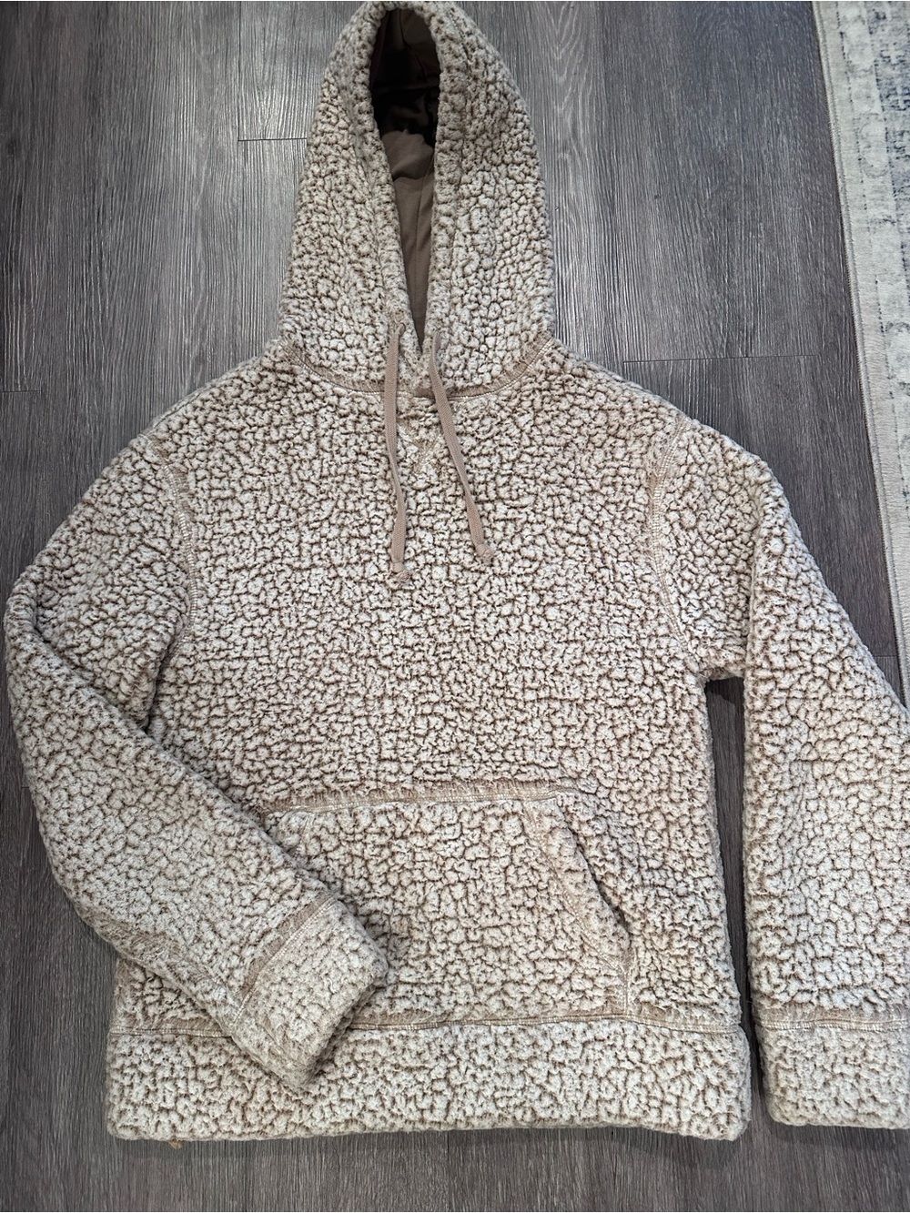 Express Plush Sherpa Hoodie in Taupe